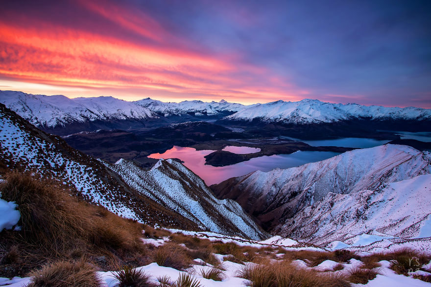 The Incredible View From The Summit Of Roys Peak At Sunset