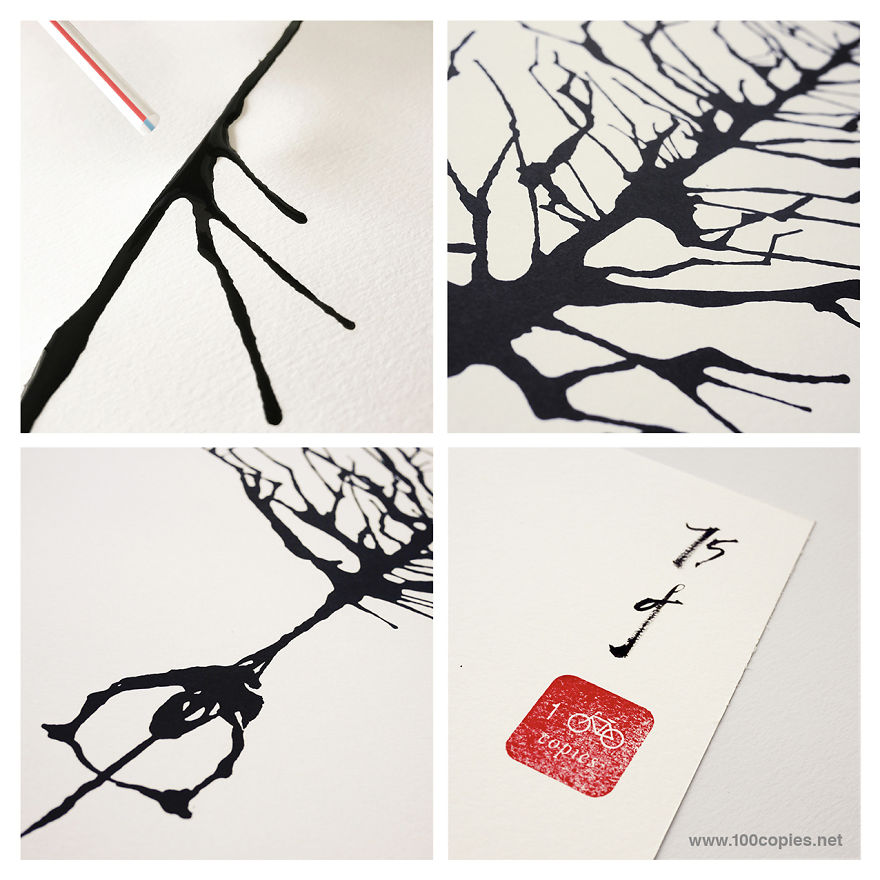 Bicycle Art Made From Chinese Ink-Blowing Technique Bicycle Art Made From Chinese Ink-Blowing Technique