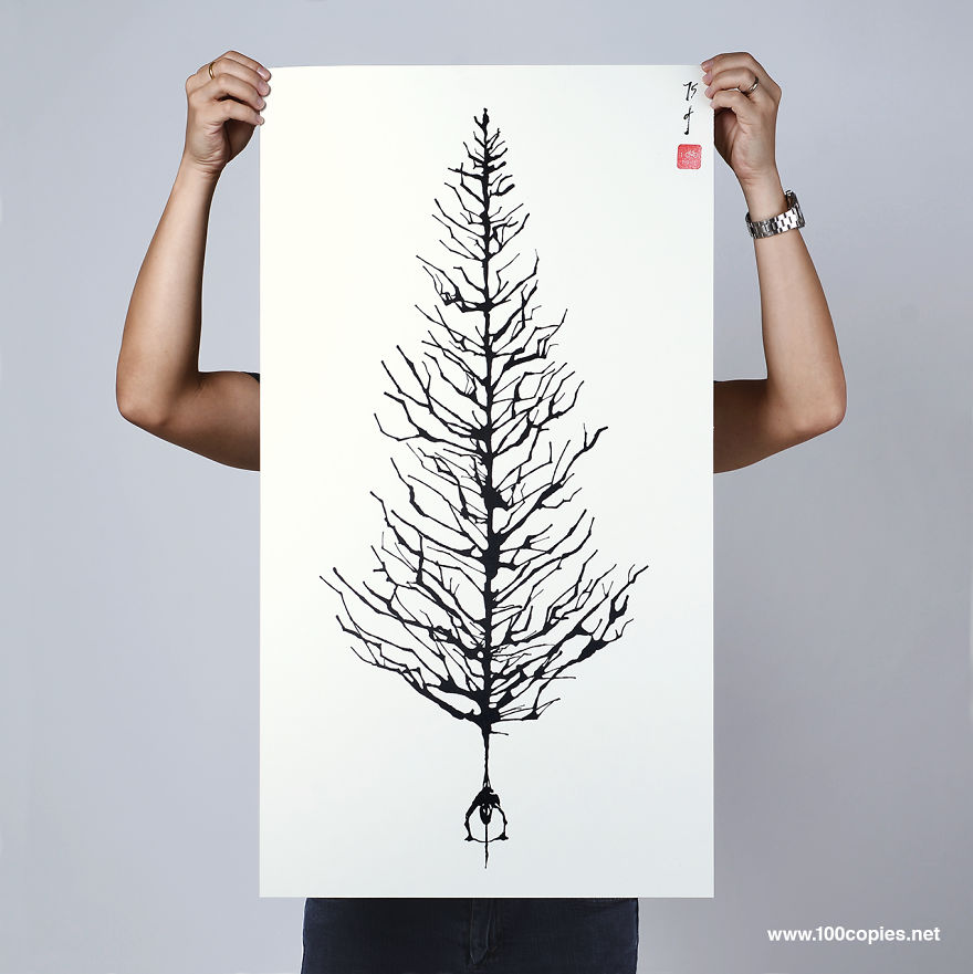 Bicycle Art Made From Chinese Ink-Blowing Technique