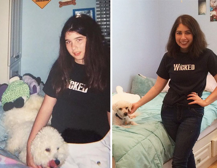 Same Girl, Same Dog, Same Shirt. 2004 And 2016