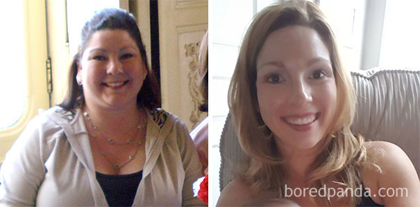 Before-and-after photos showing changes in appearance after stopping drinking.