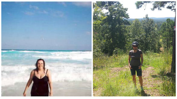 Side-by-side before-and-after pics showing positive changes after you stop drinking, with outdoor and beach settings.