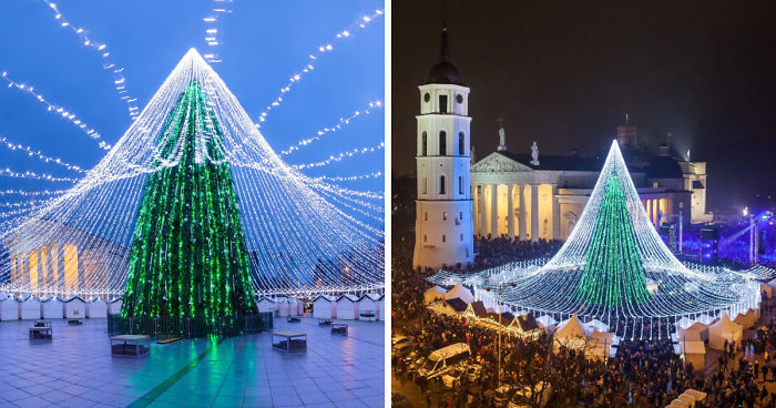 Unique Christmas Tree Illuminated By 50,000 Lightbulbs Opens Festive Season In Vilnius