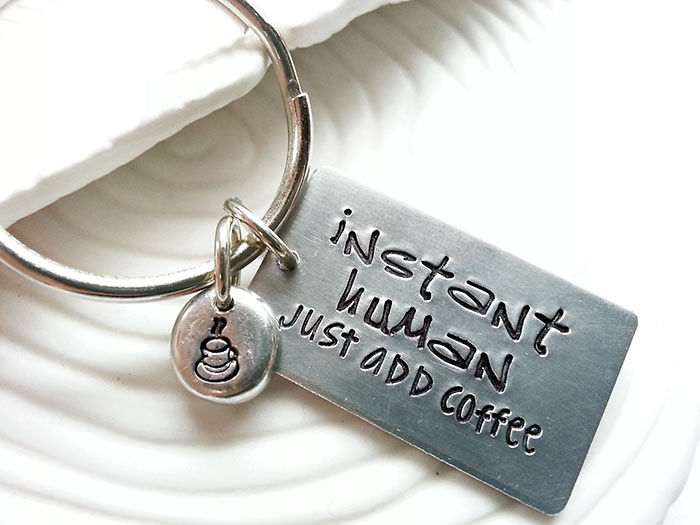 Instant Human Just Add Coffee Keychain
