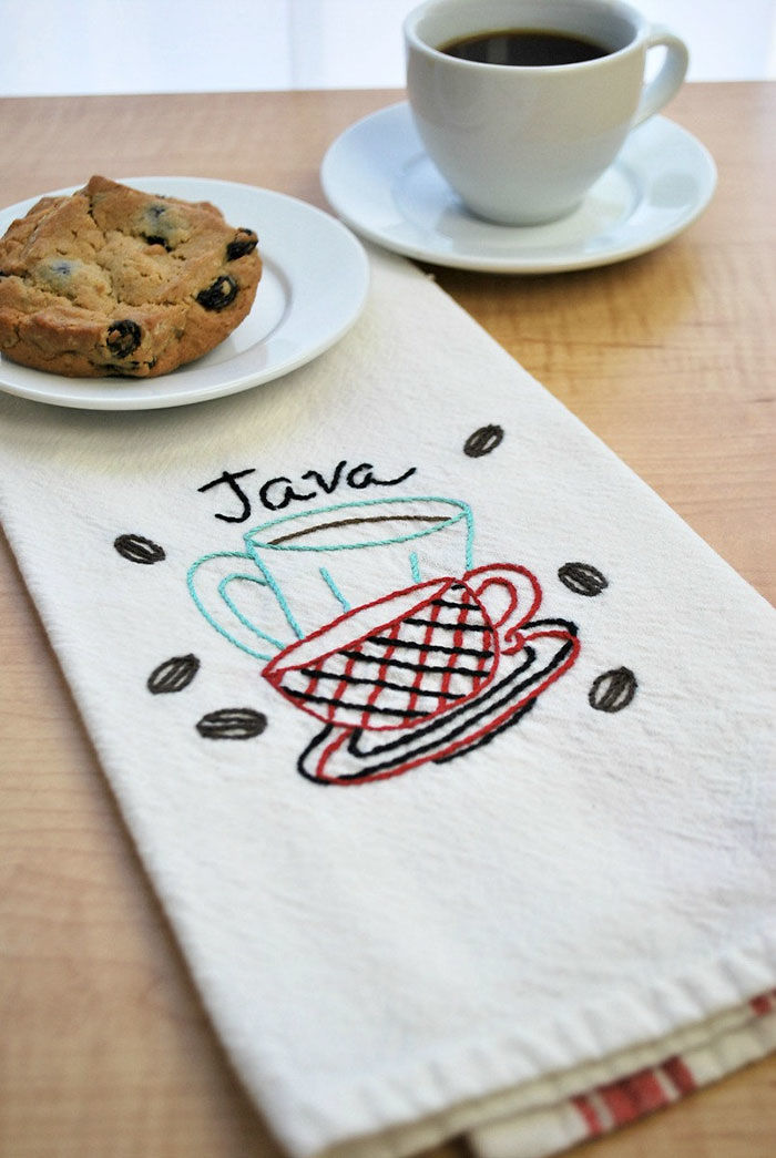 Hand Embroidered Dish Towel