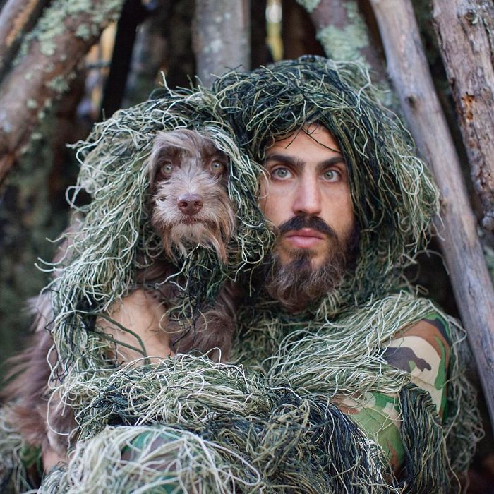Dog And Human Dressed In Matching Outfits
