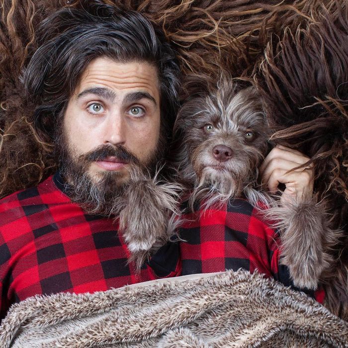 Dog And Human Dressed In Matching Outfits