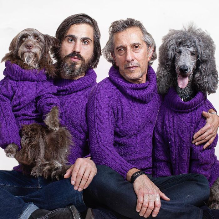 Dog And Human Dressed In Matching Outfits