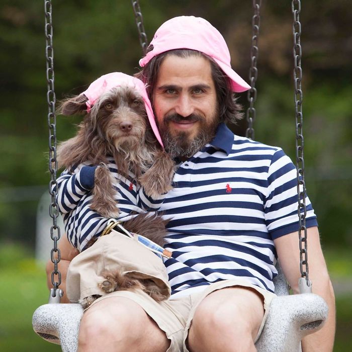 Dog And Human Dressed In Matching Outfits