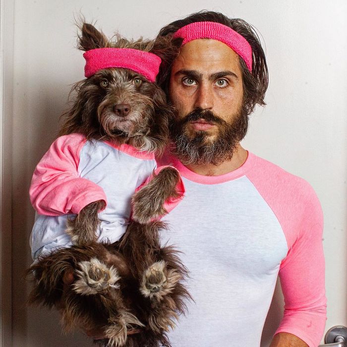 Dog And Human Dressed In Matching Outfits