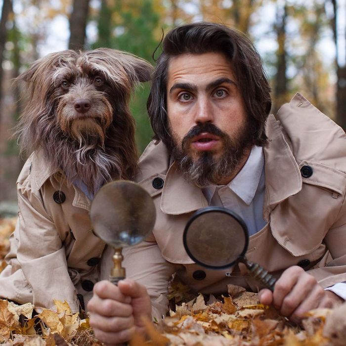 Dog And Human Dressed In Matching Outfits