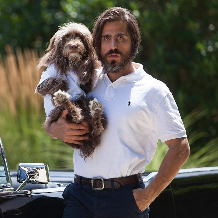 Dog And Human Dressed In Matching Outfits