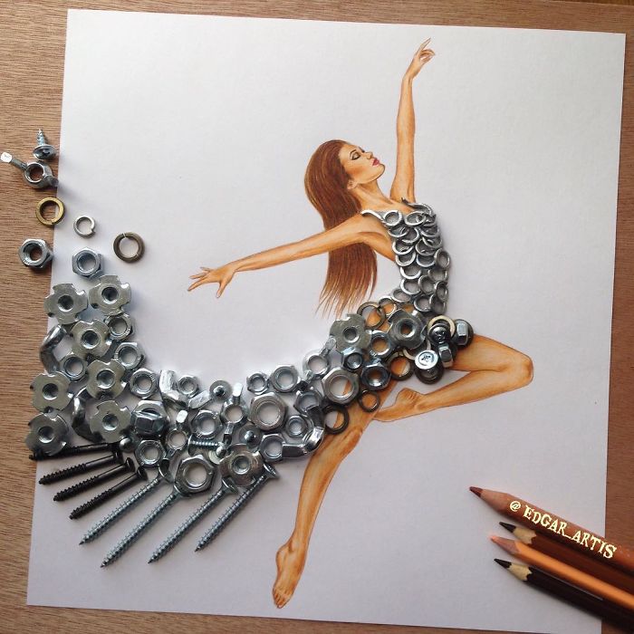 Armenian Fashion Illustrator Creates Stunning Dresses From Everyday Objects (10+ Pics)