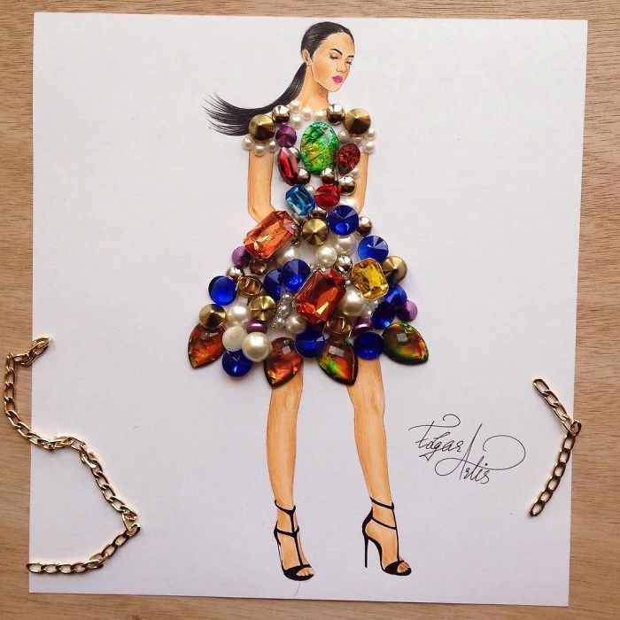 Armenian Fashion Illustrator Creates Stunning Dresses From Everyday Objects (10+ Pics)