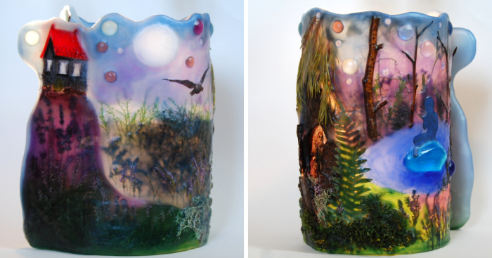 I Made Paraffin Lamp “Faun On A Blue Stone”