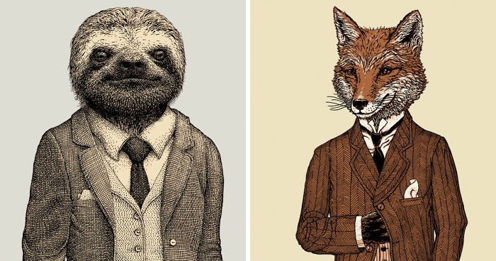 I Drew Some Dapper Animals In Vintage Clothing