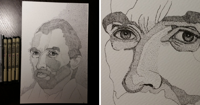 I Created A Portrait Of Van Gogh From Thousands Of Ink Dots