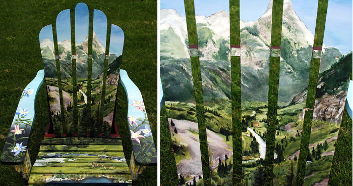 I Paint Vibrant Landscapes On Boring Patio Chairs