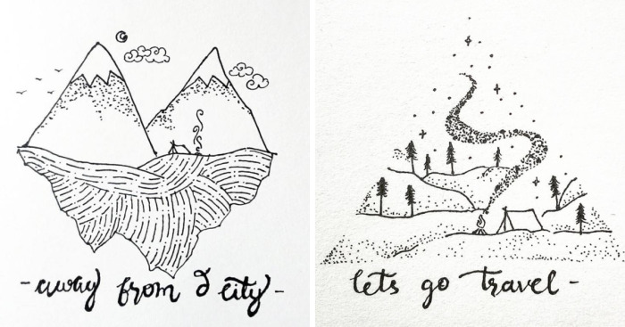 I Create Minimal Doodles About Traveling