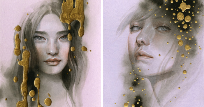I Painted These Portraits Of Women Using Acrylic & Colored Pencils