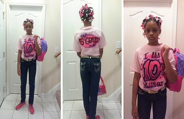 Janiya Was Caught Pretending To Be 18 Years Old Online. Her Dad Made Her A Special T-Shirt And Made Sure They Circulated The Internet