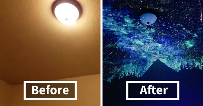 Woman Creates Glow-In-The-Dark Galaxy Painting For Boy Who Couldn’t Fall Asleep, Here’s His Reaction