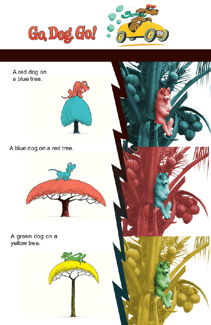 A Red Dog In A Blue Tree