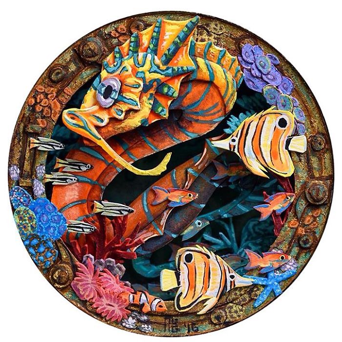 I Create Multi-Layered Miniature Paintings On Cut Paper