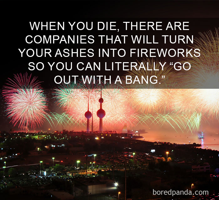 Fireworks lighting the night sky over a city, illustrating an amazing fact about turning ashes into fireworks.