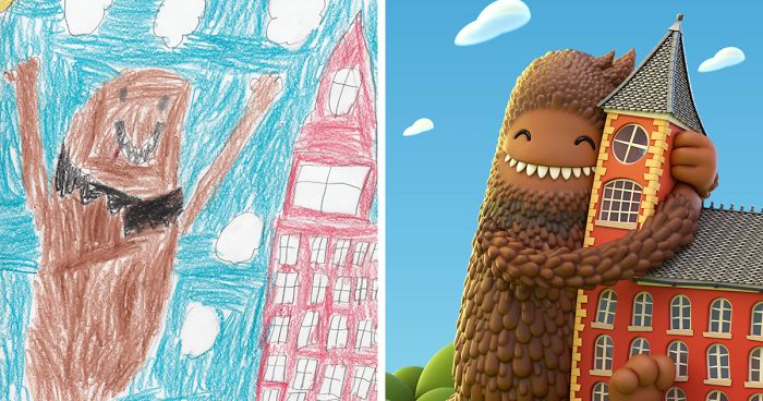 90 Artists Recreate Kids’ Monster Doodles In Their Unique Styles (2016)