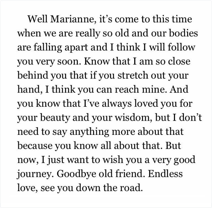 People Are Sharing The Heartbreaking Final Letter That Leonard Cohen Sent To His Muse