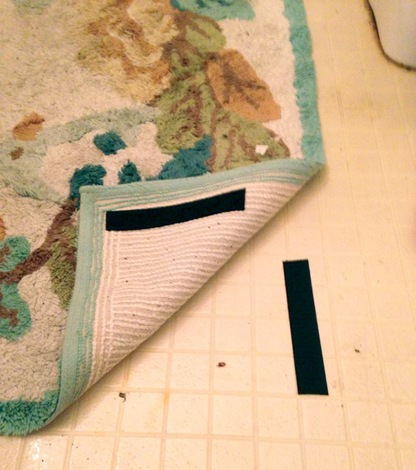 Put Velcro On Your Rugs. Easy To Lift For Cleaning But Stays In Place All Day Long