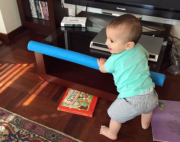 Use A Pool Noodle To Make The Edges Of Tables Safe For Your Kids