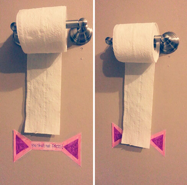 Put A "You Shall Not Pass" Sign To Teach Your Kids How To Save Toilet Paper