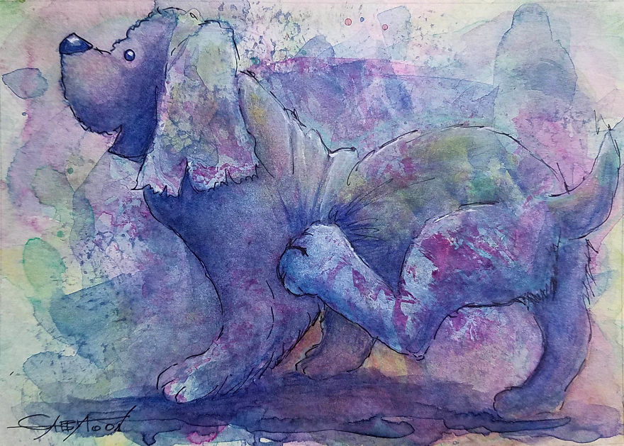 Fleas Mixed Technique, Paper 5"x7"