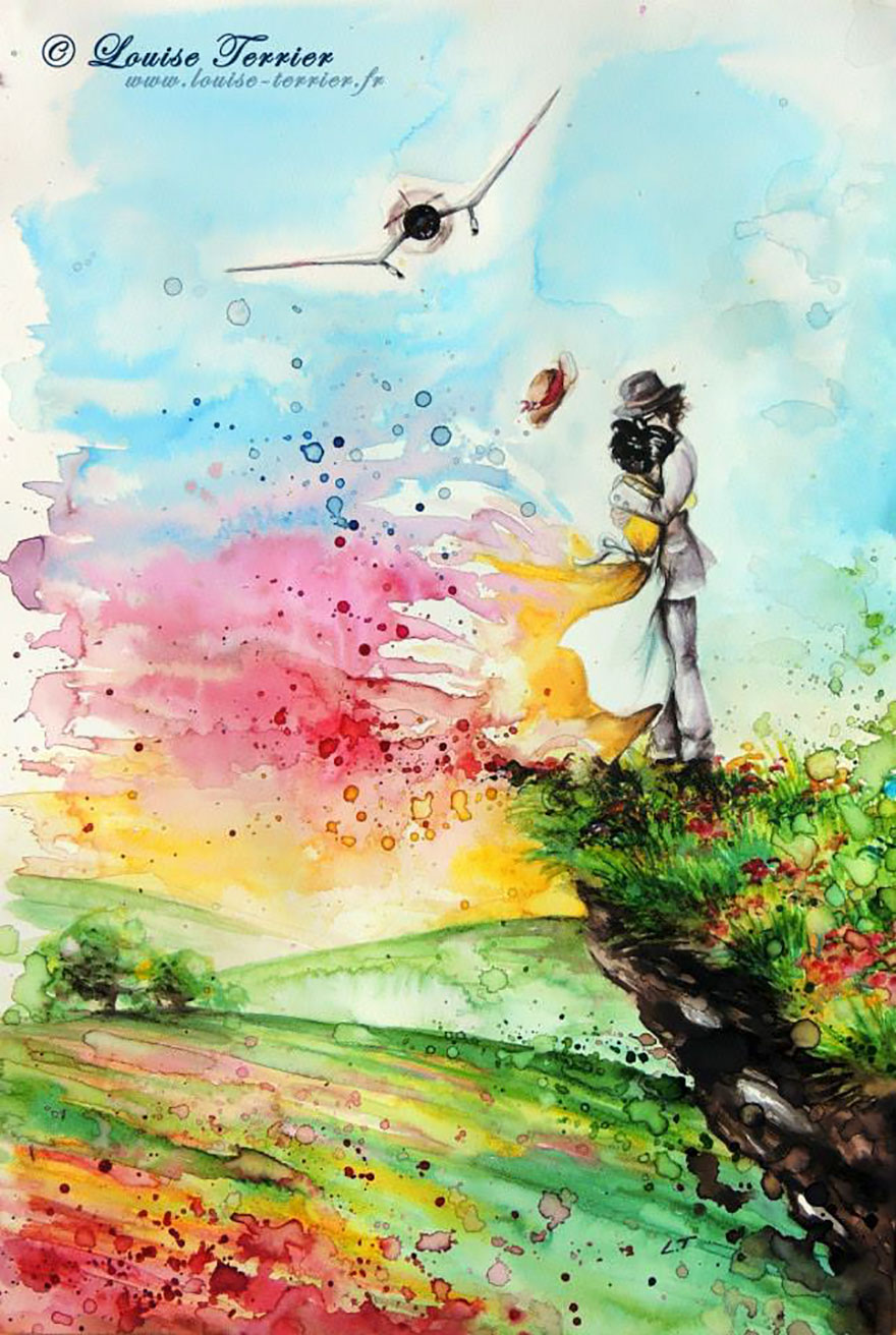The Wind Rises Indian Ink Painting By Louise Terrier