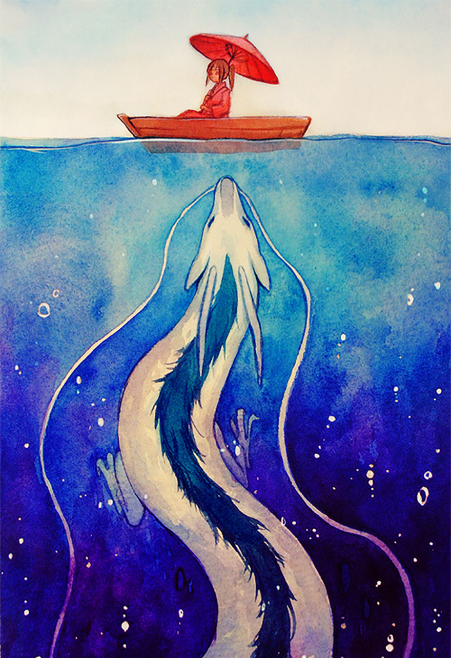 Spirited Away Watercolor Painting By Qinni