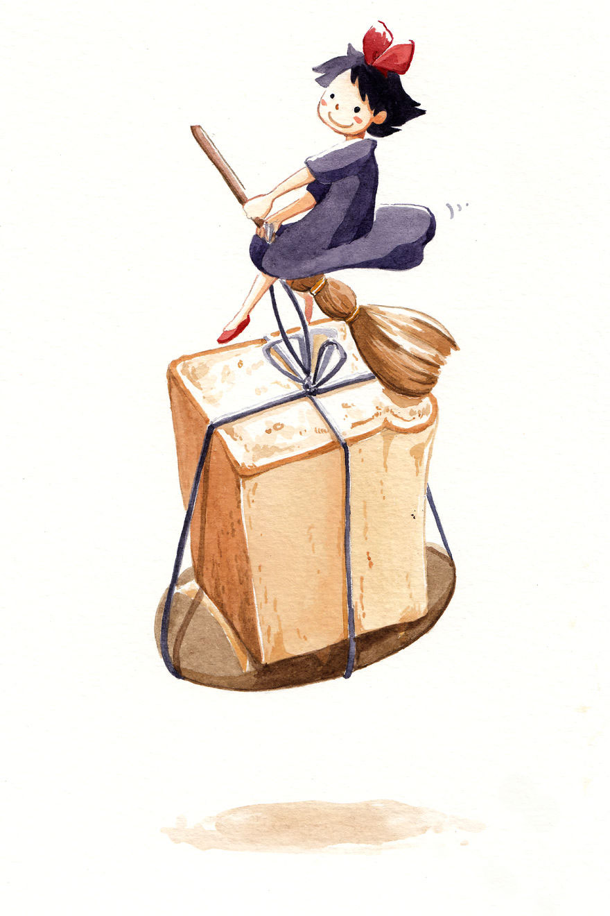 Kiki Bread Delivery Service Watercolor Painting By Penelope