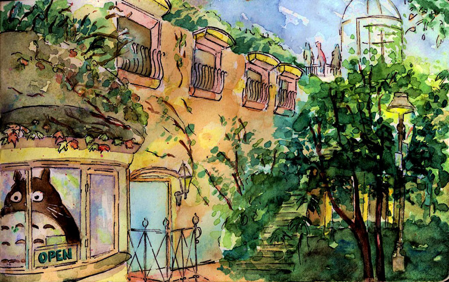 Ghibli Museum Watercolor Painting By Chris Sharp