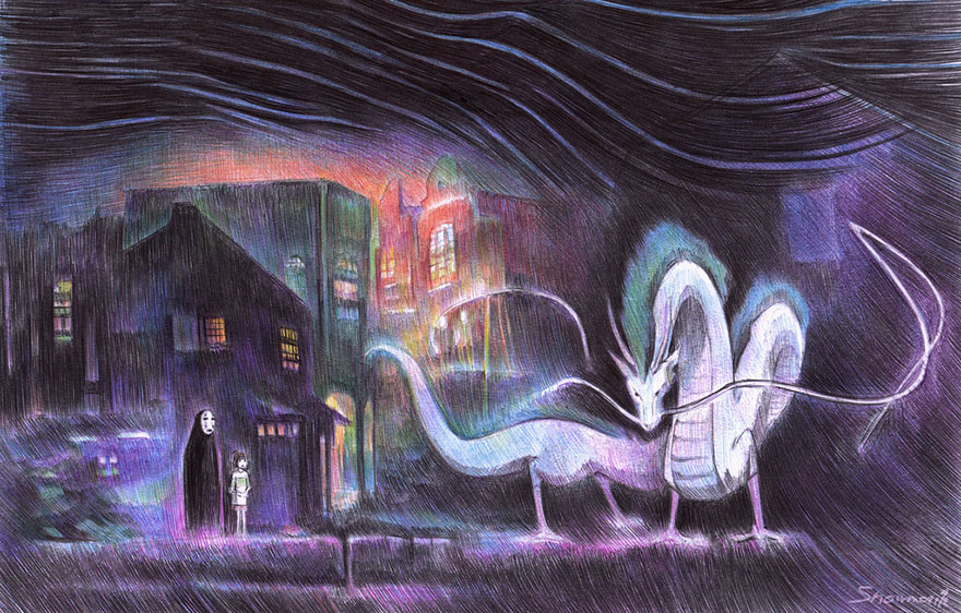 Spirited Away Ballpoint Pen Drawing By Marite Desaine