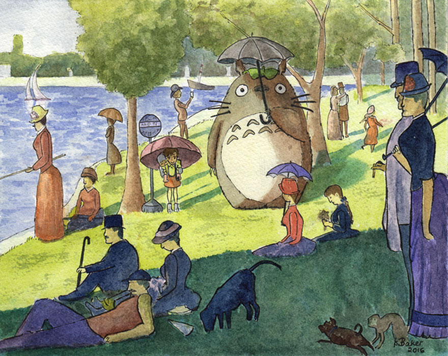 Seurat Meets Miyazaki Painting By Lindsay Baker