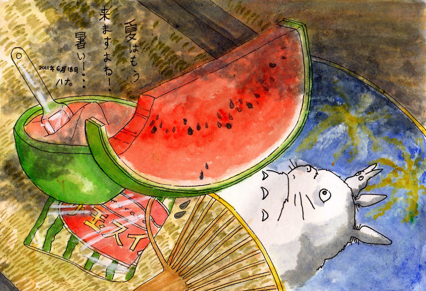 Watermelon Watercolor Painting By Faerhann
