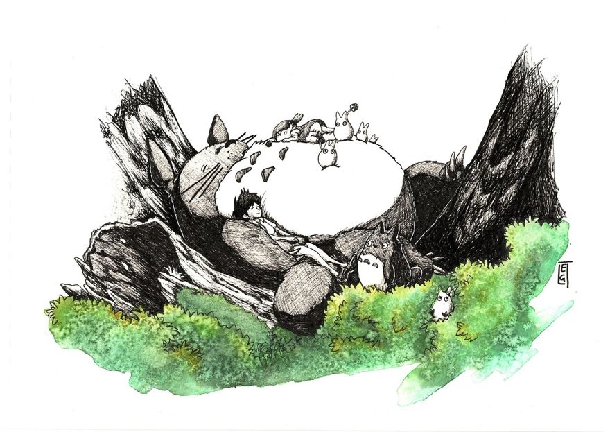 Totoro Ink Drawing By Etrglvz