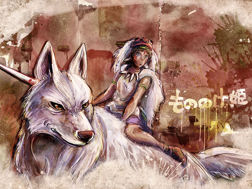 Princess Mononoke Wolf Girl Painting By Barrett Biggers