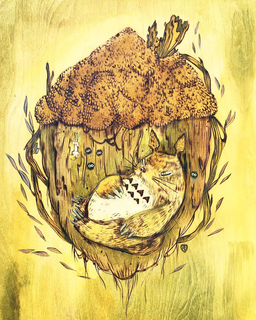 Totoro Etching By Rhodora Jacob