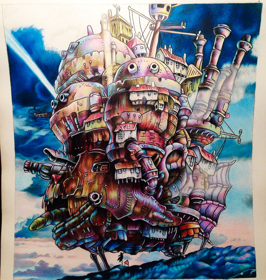 Howl's Moving Castle Prismacolor Pencil Drawing By Jess Tosh