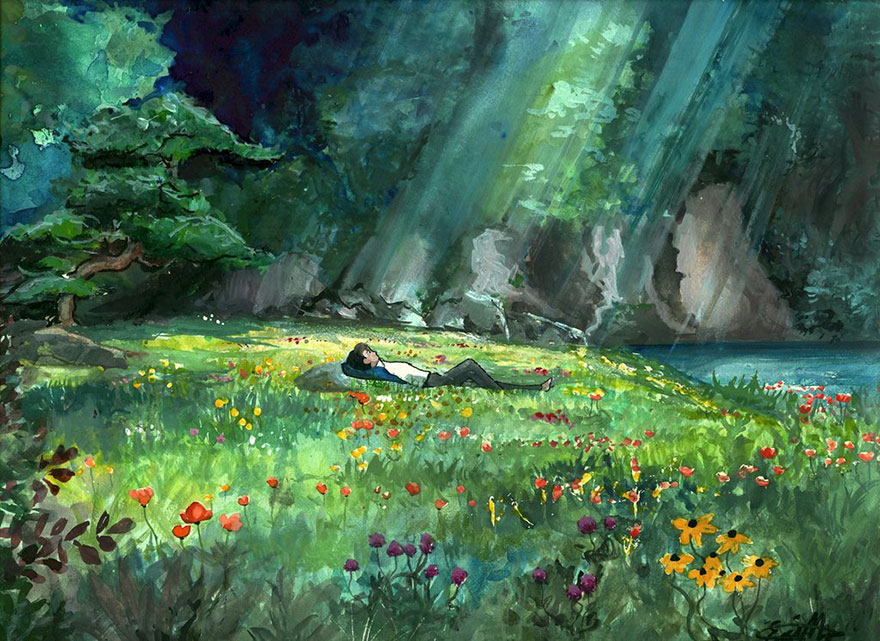 The Secret World Of Arreitty Watercolor And White Ink Painting By Skyfurrow