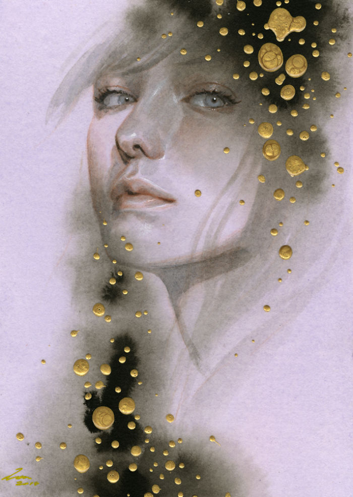 I Painted These Portraits Of Women Using Acrylic & Colored Pencils