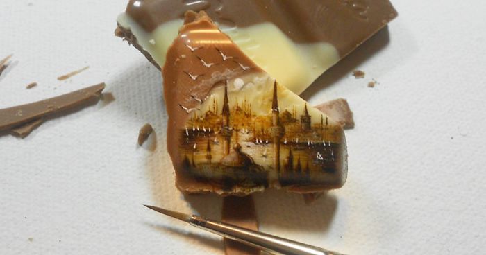 Turkish Artist Paints Unbelievably Tiny Paintings Onto Small Objects