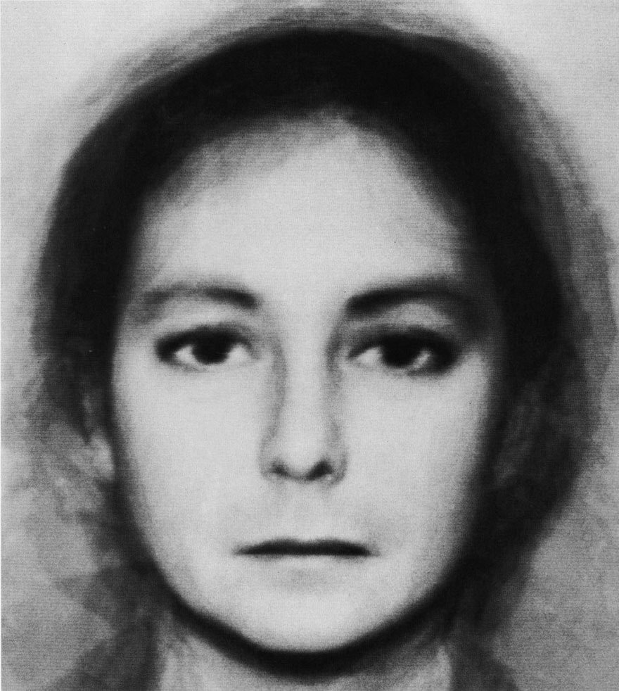 Blurry black and white portrait suggesting multiple faces, representing famous photos in history.